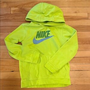Nike Youth Neon Yellow-Green Hoodie with Blue Swoosh